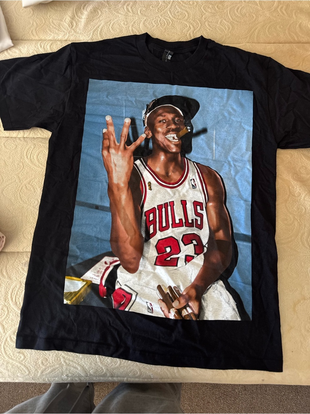 PacSun Black Graphic Tee with Blue Portrait Print